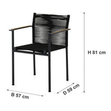 Afmetingen Apple Bee | Jakarta Tuinstoel | Black — B 57 × D 59 × H 81 cm