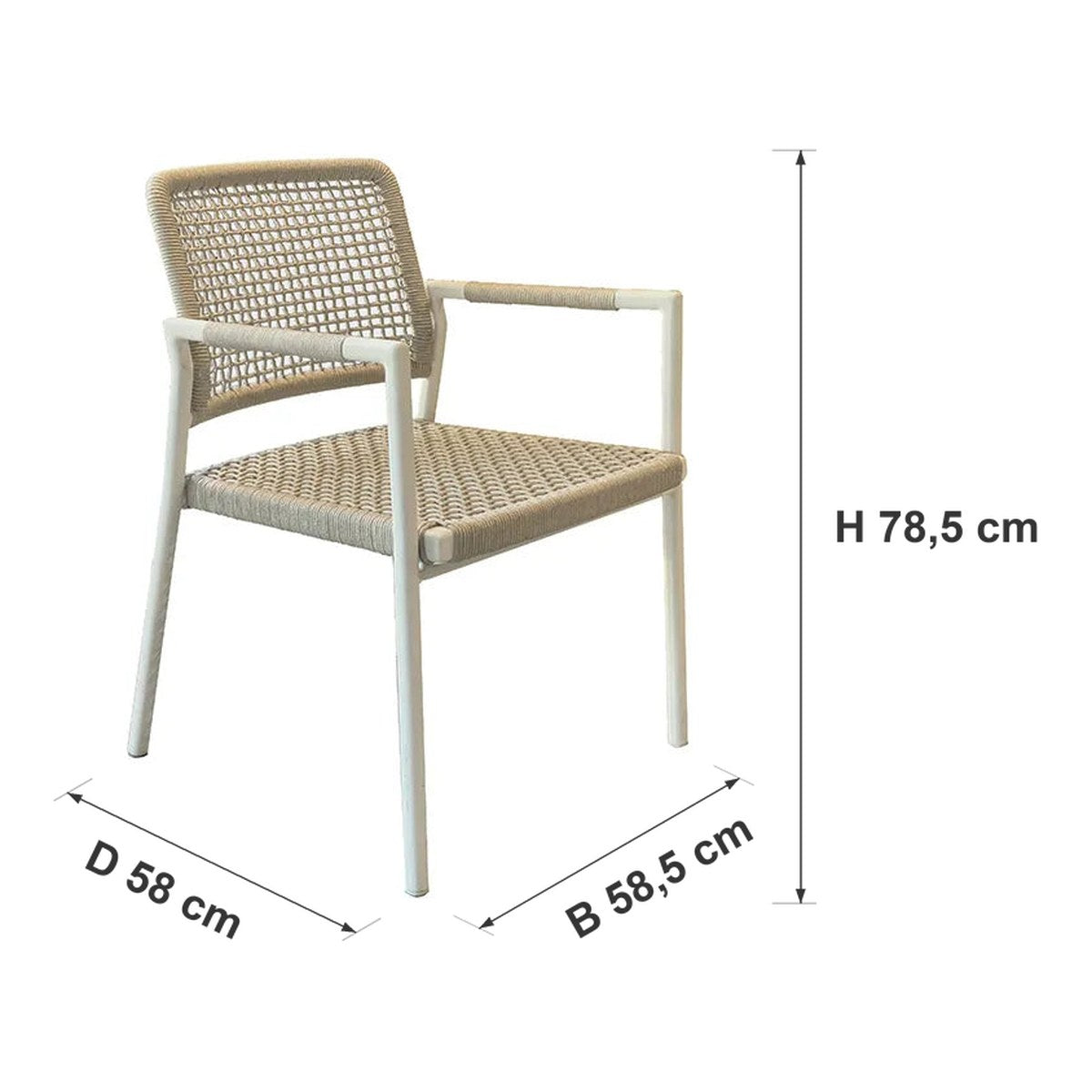 Afmetingen Borek | Tuinstoel Espinho — D 58 × B 58,5 × H 78,5 cm