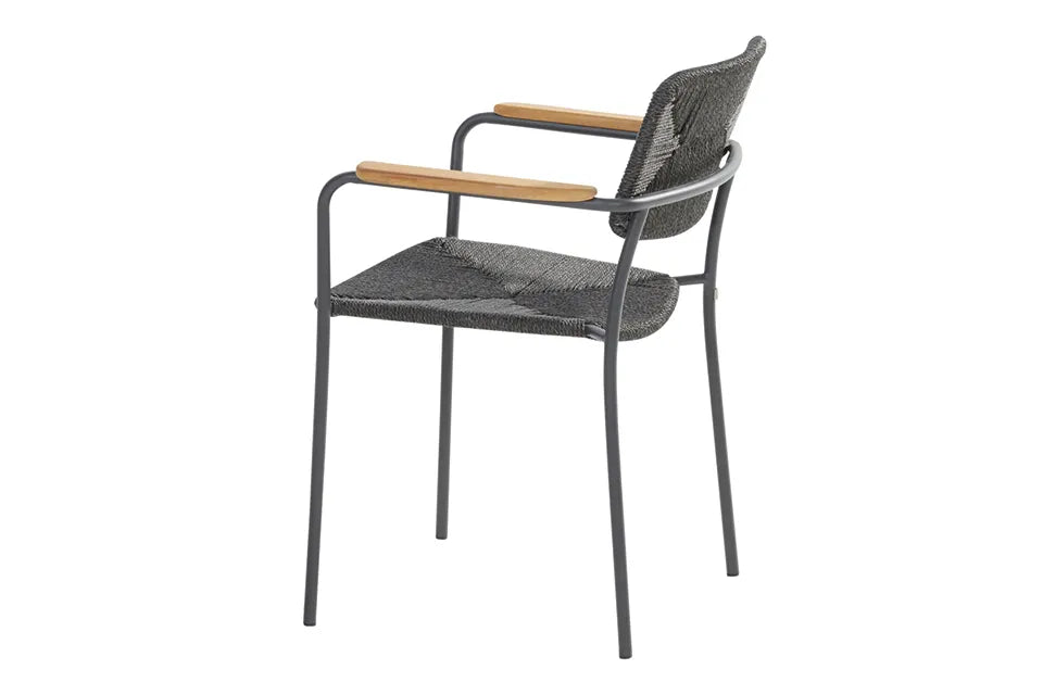 4 Seasons Outdoor | Bora Stapelsessel mit Teak-Armlehne | Anthrazit