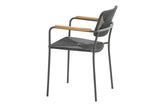 4 Seasons Outdoor | Bora Stapelsessel mit Teak-Armlehne | Anthrazit