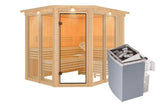 Karibu | Ainur 3 Sauna mit Dachkranz | Ofen 9 kW Integrierte Steuerung