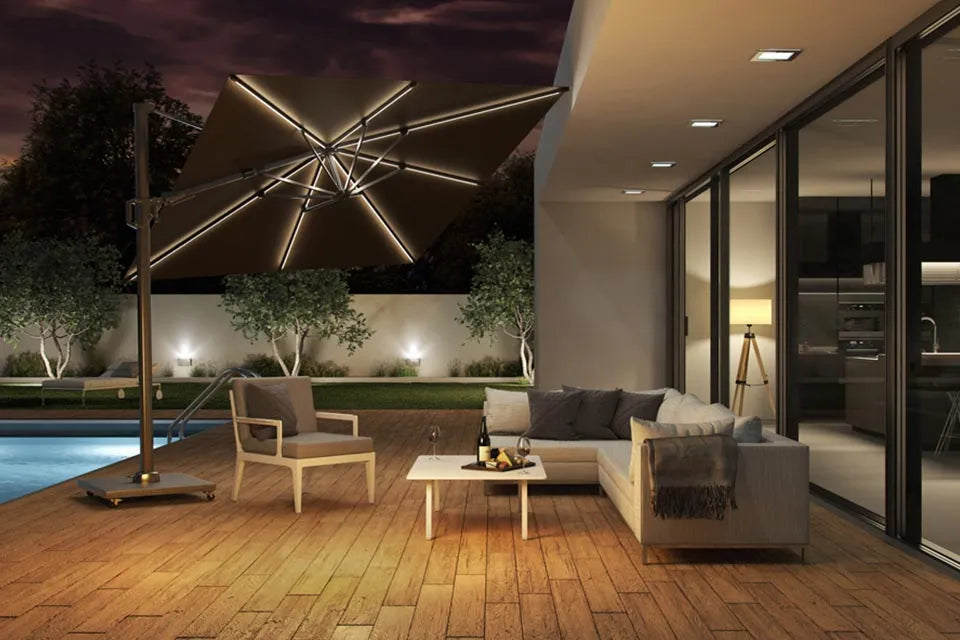 Platinum Sun & Shade | Challenger T² Ampelschirm Glow 300 x 300 cm | Anthrazit