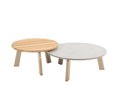 Taste by 4 Seasons | Emma Couchtisch-Set Ø65 und Ø80 cm | Latte-Keramik-Teak