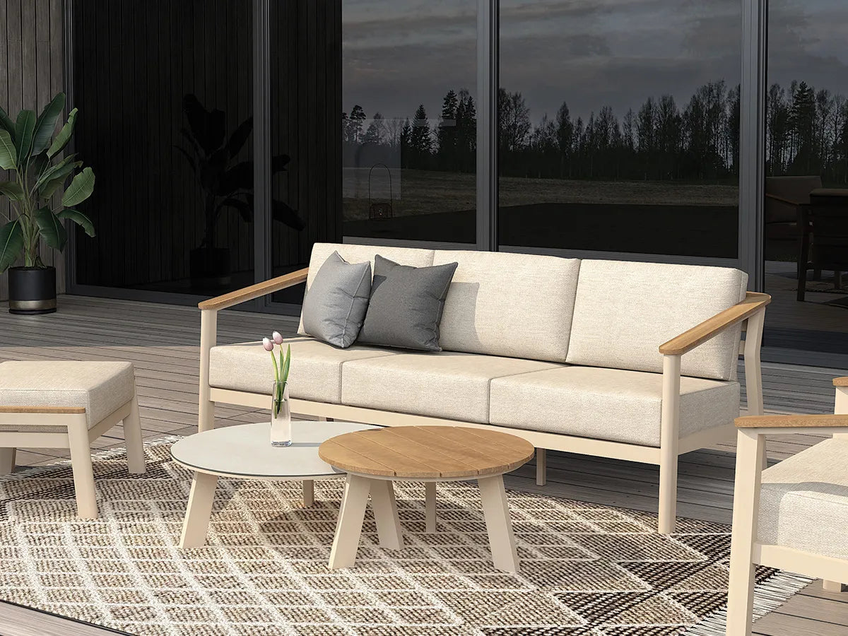 Taste by 4 Seasons | Emma Couchtisch-Set Ø65 und Ø80 cm | Latte-Keramik-Teak