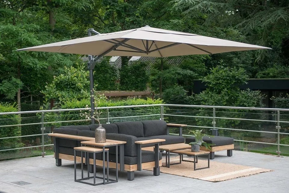 4 Seasons Outdoor | Siesta Ampelschirm Premium 300 x 400 cm | Weiß-Anthrazit