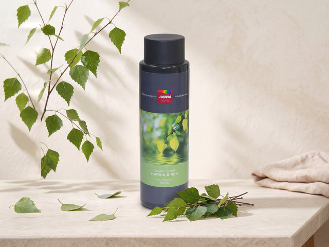 Harvia Berk – aroma in een gestileerde productafbeelding