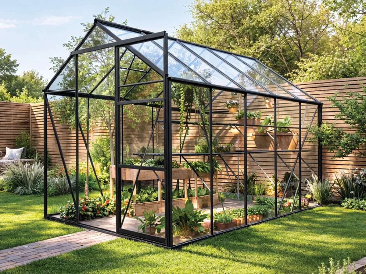 Royal Well | Kate III Gewächshaus | Sicherheitsglas 3 mm | Schwarz