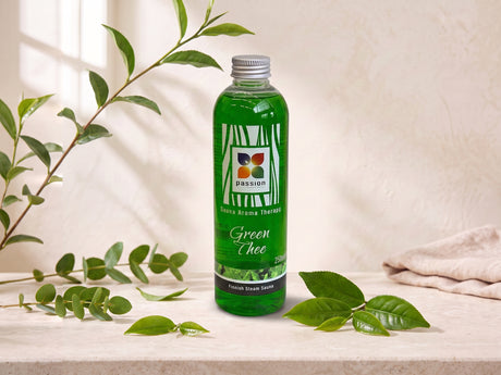 Passion Green Thee – aroma in een gestileerde productafbeelding