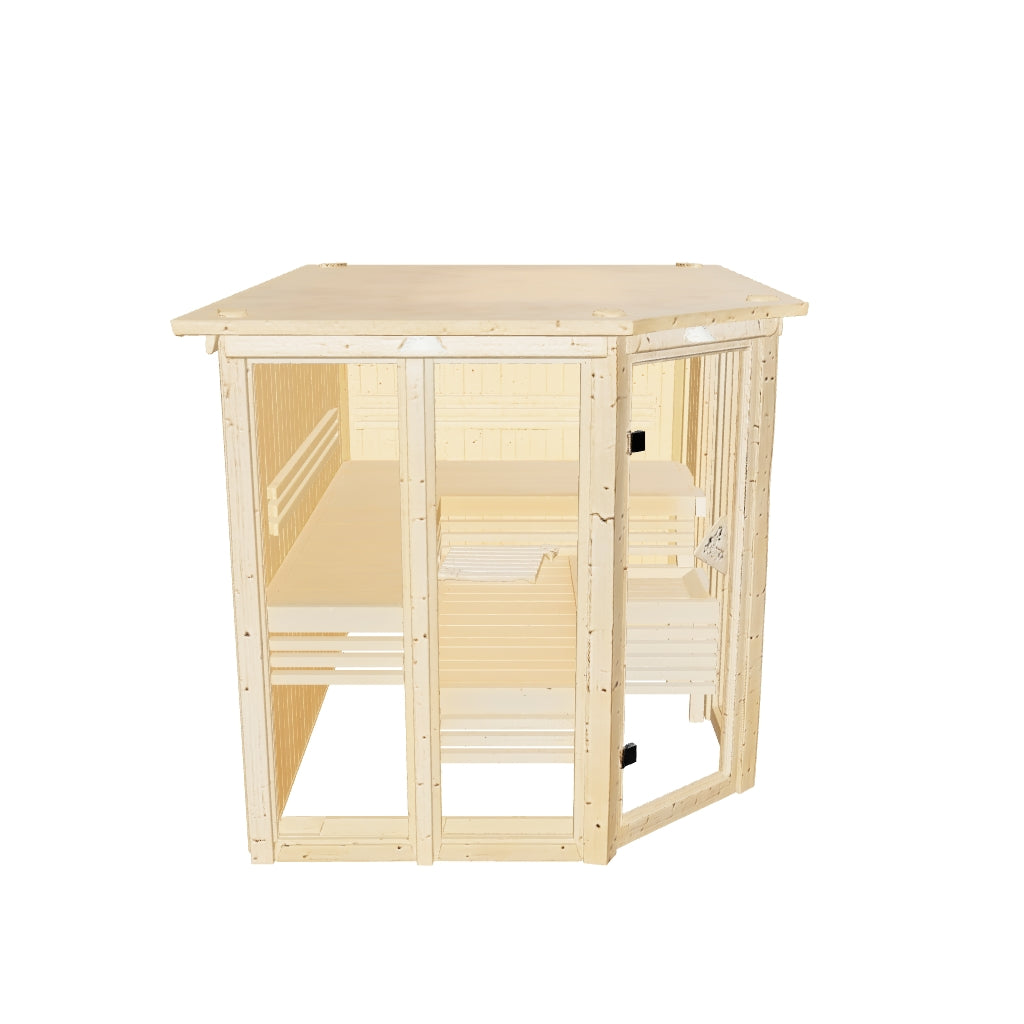 Karibu | Ainur 3 Sauna mit Dachkranz | Bio-Ofen 9 kW externe Steuerung