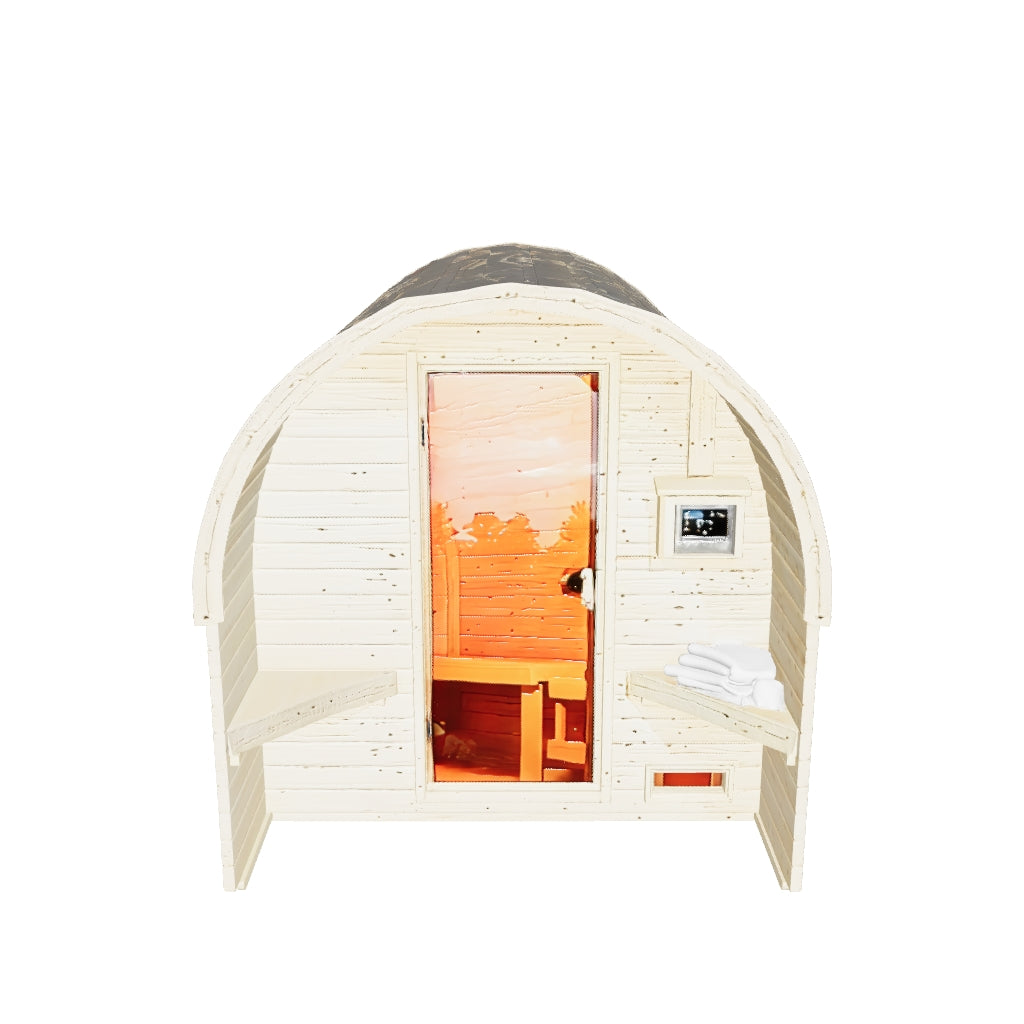 Karibu | Fasssauna 2 Barrelsauna | Kachel 9 kW Externe Steuerung