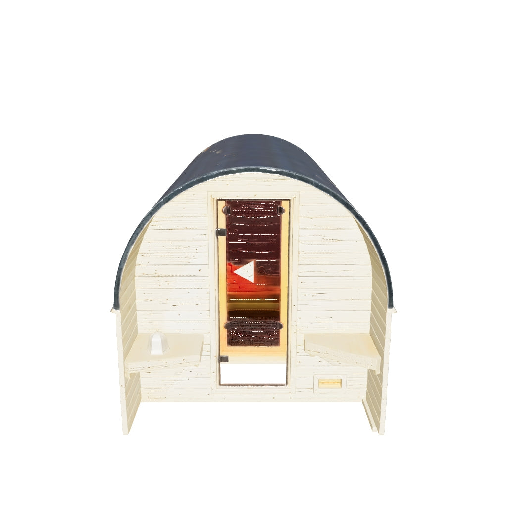 Karibu | Fasshaus 3 Fasssauna | Biokachel 9 kW Externe Steuerung