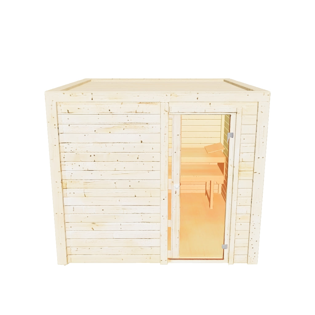 Karibu | Cuben Außensauna mit Vorraum