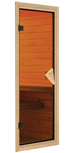 Karibu | Daria Sauna met Dakkraag | Bronzeglas Deur