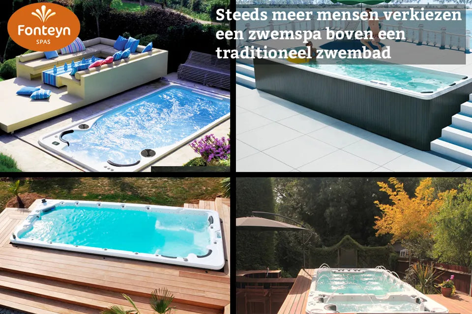Fitness 1 Deep Swimspa | Sterling White with DARK GREY
