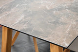Fonteyn | Gartentisch Aluminium 240 x 100 cm mit Teakholzbeinen | Keramikplatte