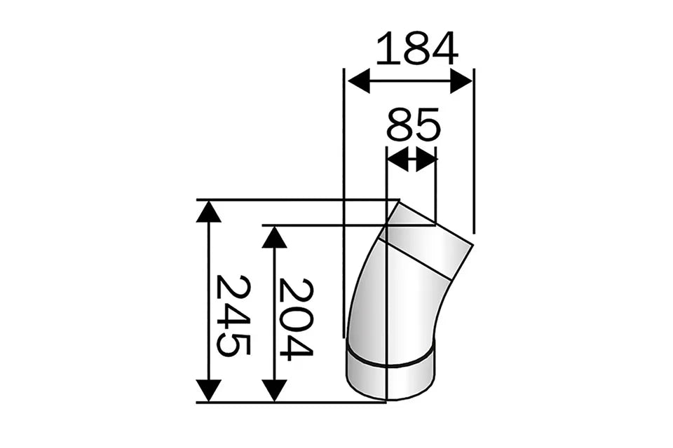 Harvia | Ofenrohr Winkelstück 45° - Ø115 mm Edelstahl
